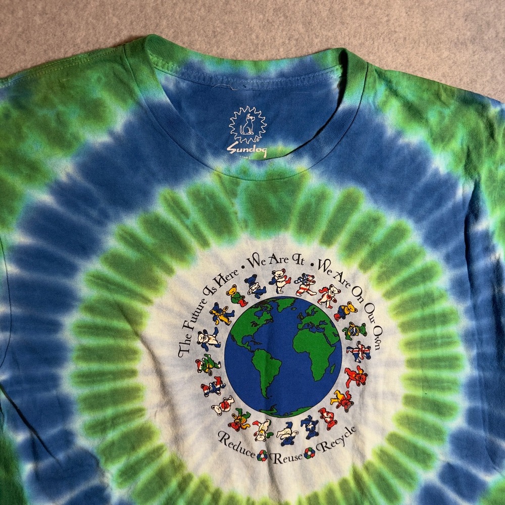 Sundog Grateful Dead Tie Dye Shirt Mens Large Dancing Bears Earth Day Green Blue